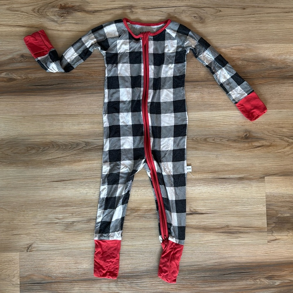 Little Sleepies Black & White Plaid Christmas 2019 Size 12-18M